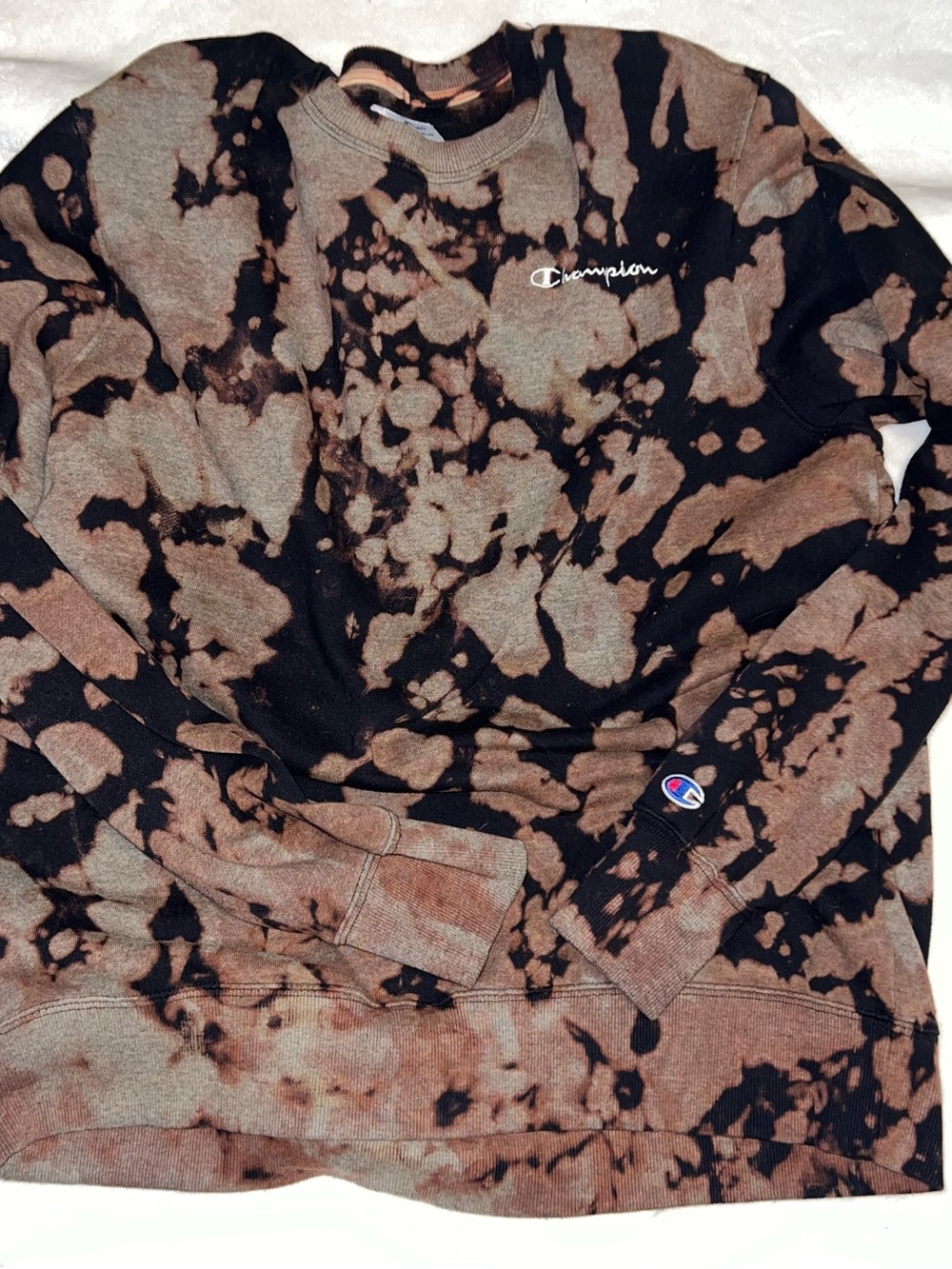 Champion Tie-Dye Crewneck Sweatshirt - Brown & Black